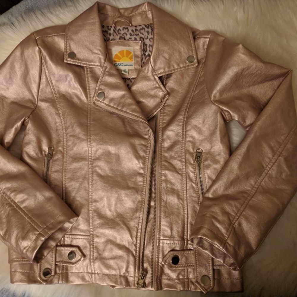 C & C CALIFORNIA KIDS METALLIC PINK JACKET